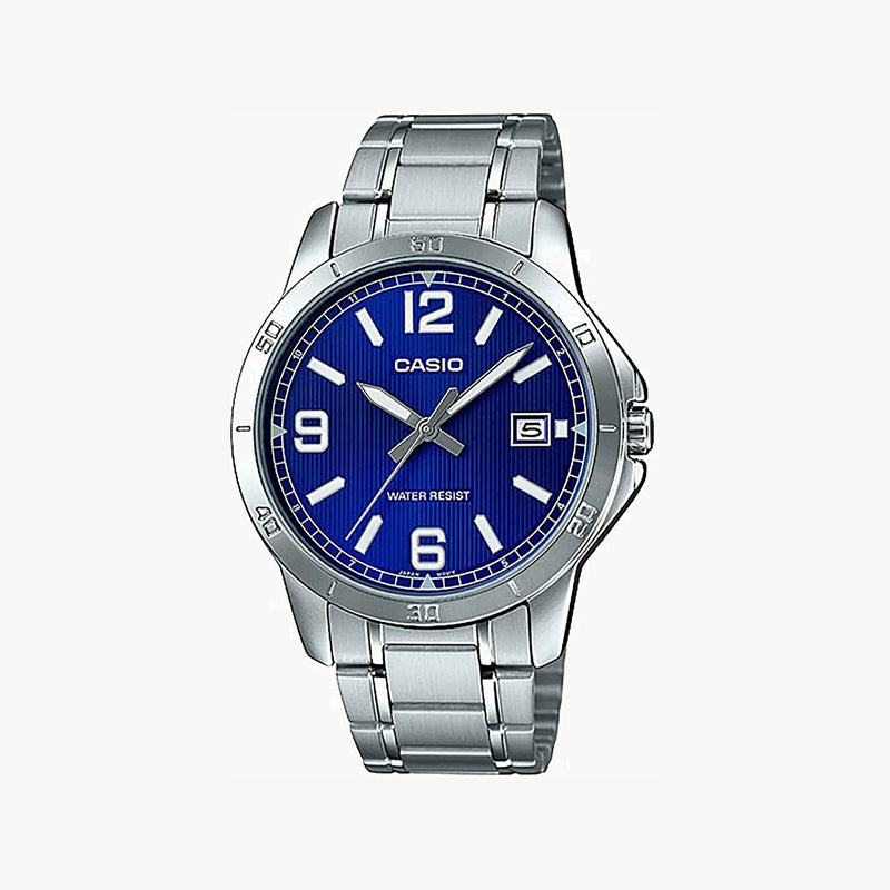 Timeless Elegance Men's Stainless Steel Watch, Silver/Blue | Mtp-V004d-2budf by i-watch
