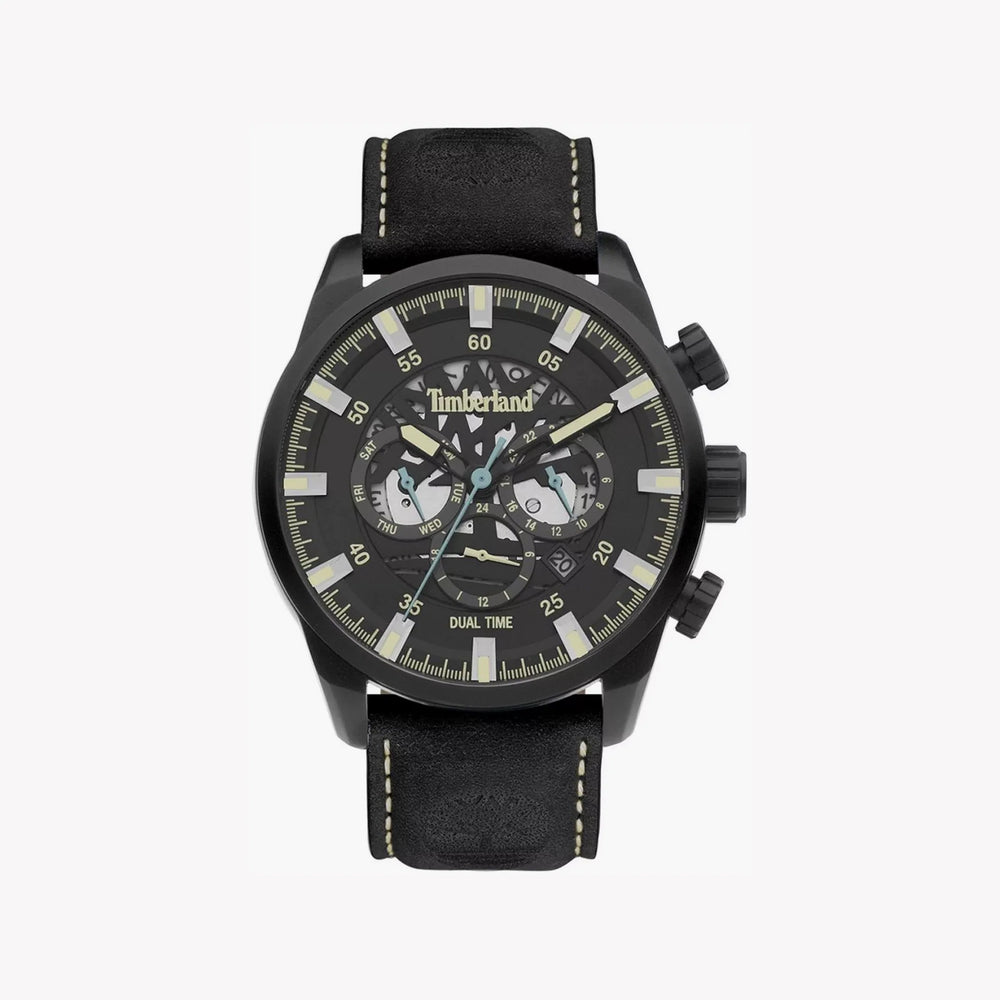 Timberland Men's Black Leather Watch, Black Dial | Tdwgf2100601 by i-watch