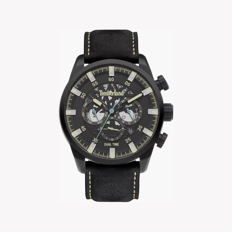 Timberland Men's Black Leather Watch, Black Dial | Tdwgf2100601 by i-watch