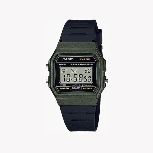 Montre unisexe verte numérique Casio F-91WM-3A