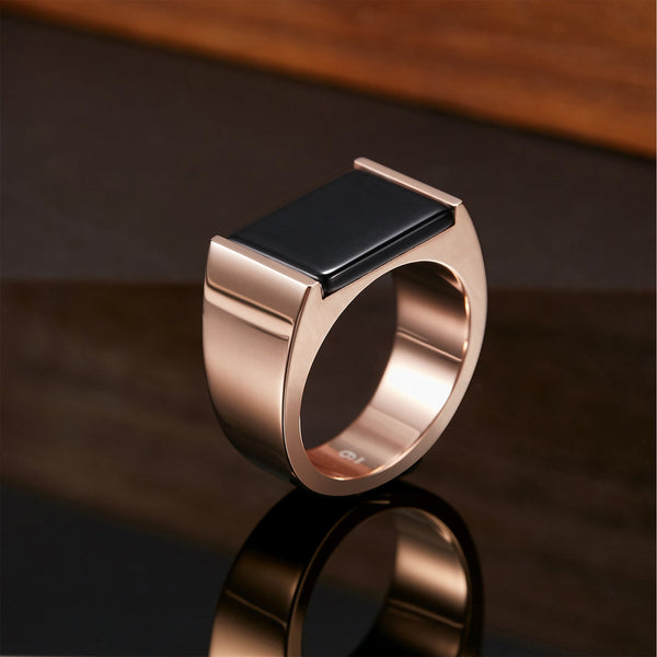 Zink Men's Rose Gold & Black Stainless Steel Ring | Zjrg039rg