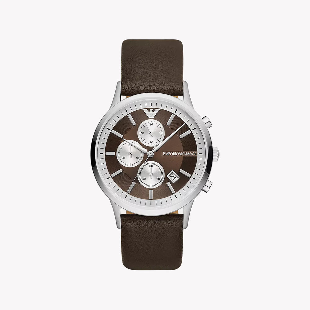 Emporio Armani Men's Silver & Brown Watch, Brown Dial | Ar11490 by i-watch