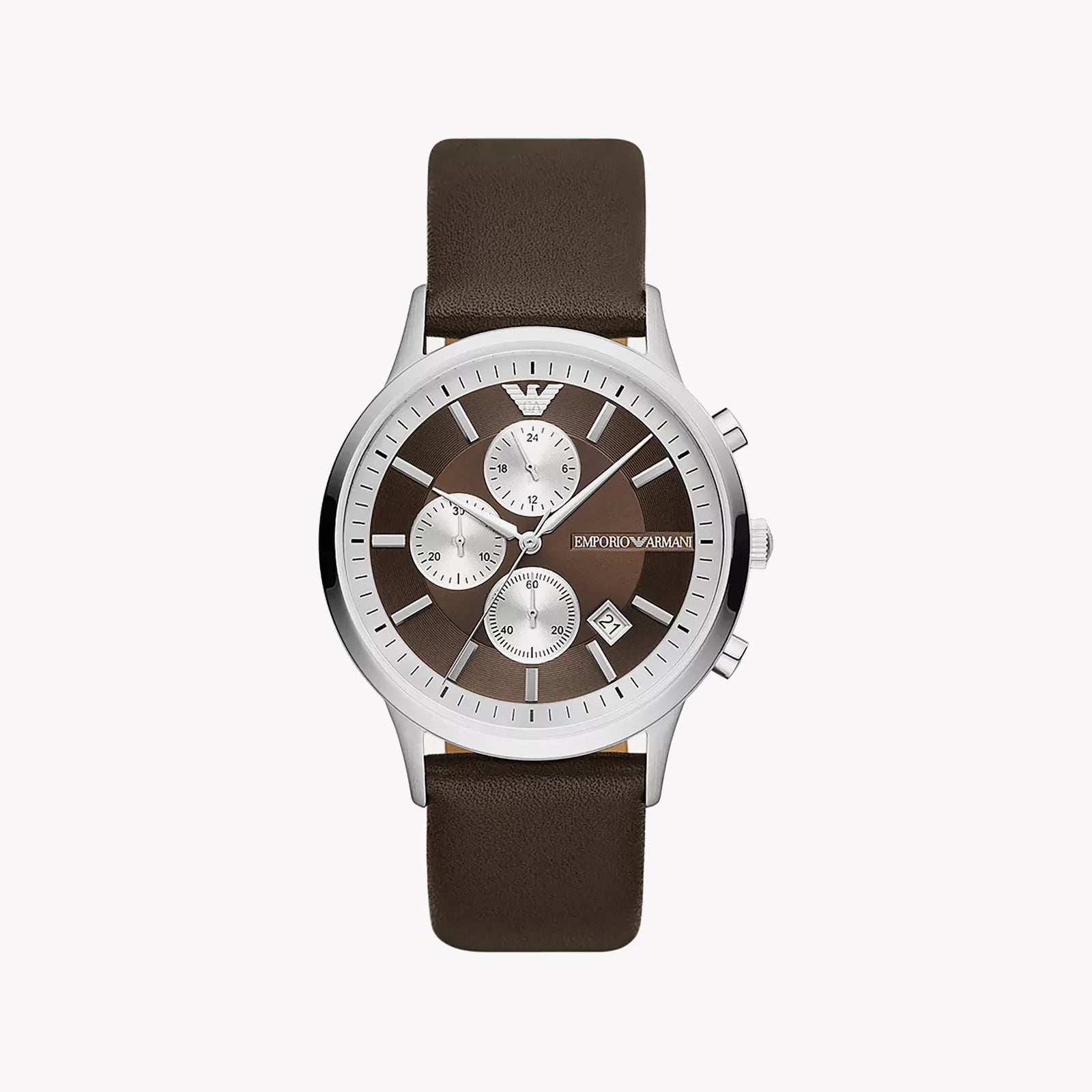 Emporio Armani Men's Silver & Brown Watch, Brown Dial | Ar11490 by i-watch