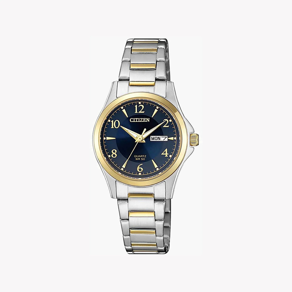 Citizen Eq0595-55l - Elegant Utility Women's Timepiece With Gold & Silver Finish, Splash Resistant, Quartz Movement by i-watch