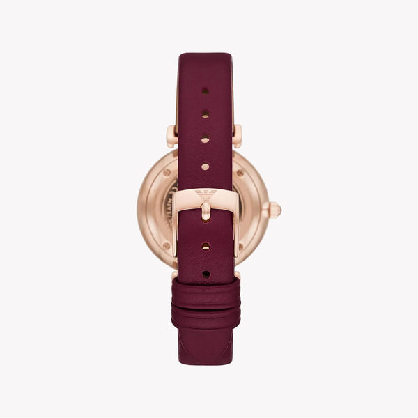 Emporio Armani Women's Burgundy Leather Watch, Multicolor Dial | Ar11487 by i-watch