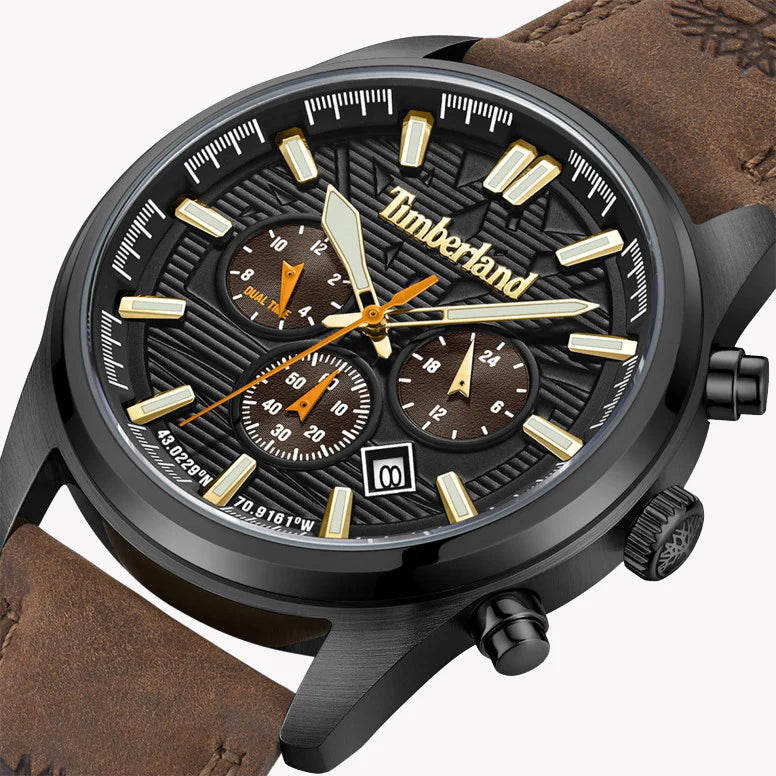 TIMBERLAND TDWGF0009603 BOLD RELIABILITY - MEN'S STYLISH RUGGED WATCH with Black Dial & Brown Leather Band-i-Watch-5