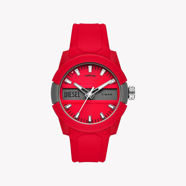 Diesel Double Up Three-Hand Red Silicone Watch