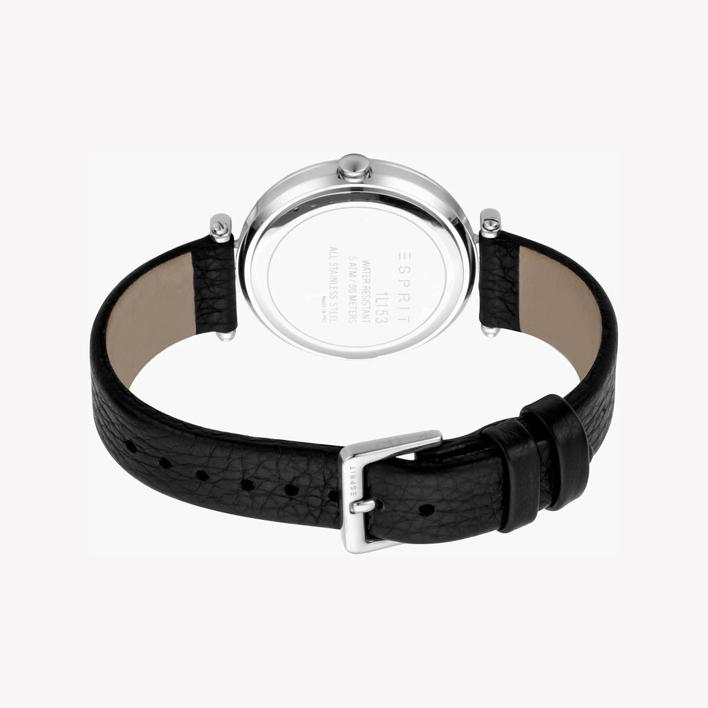 ESPRIT Women's Watch with Silver Stainless Steel Case and Black Leather Band-i-Watch-3