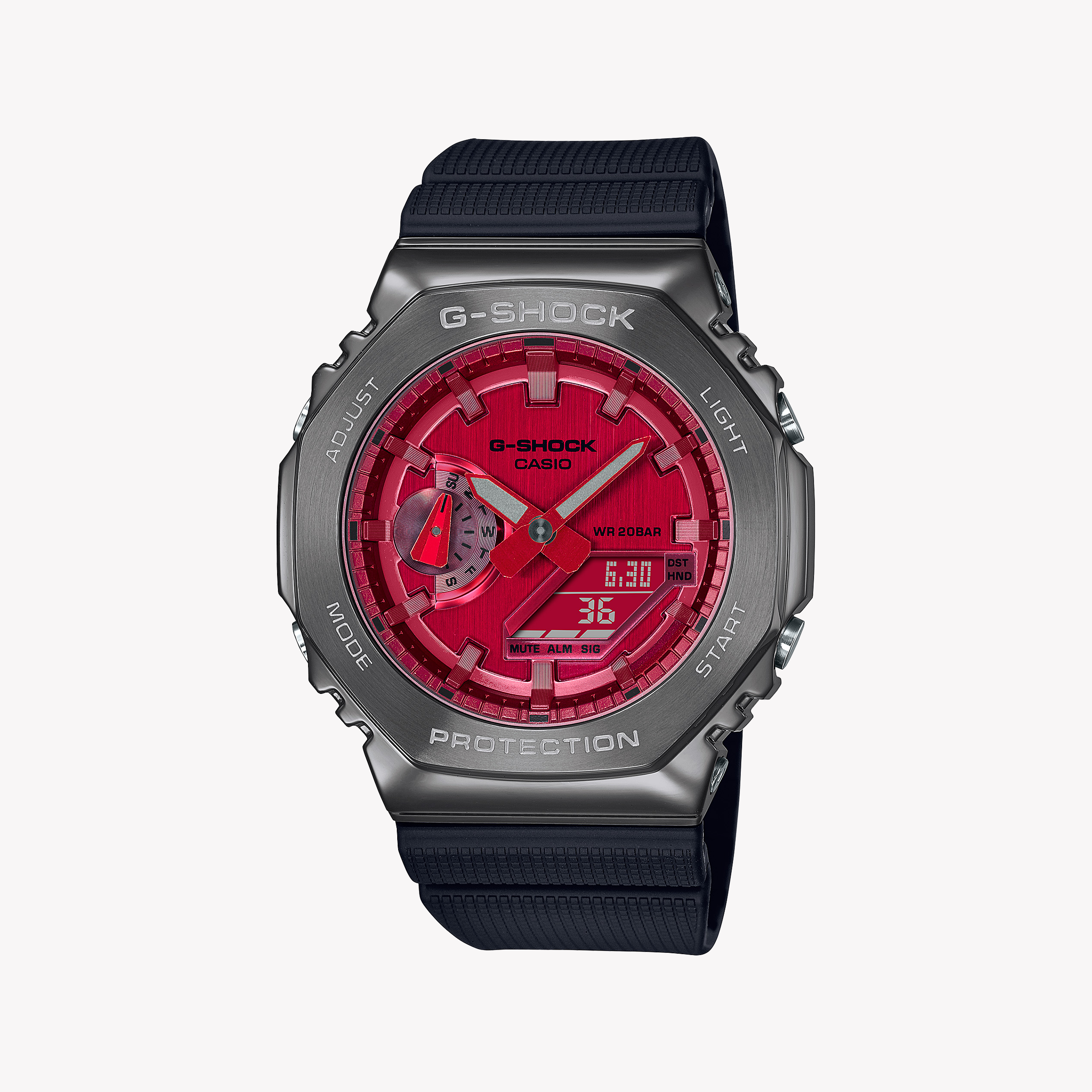 CASIO G-SHOCK GM-2100B-4ADR BOLD SPORTY ELEGANCE - MEN'S WATCH WITH GRAY RESIN BAND & RED DIAL