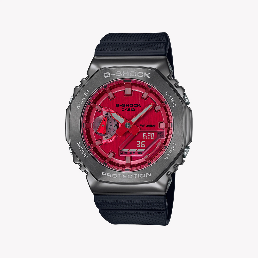 G-Shock Men's Gray Resin, Red Dial | Gm-2100b-4adr by i-watch