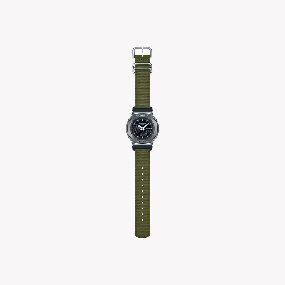 Casio Men's Green Cloth Watch, Black Dial | Gm-2100cb-3aer by i-watch