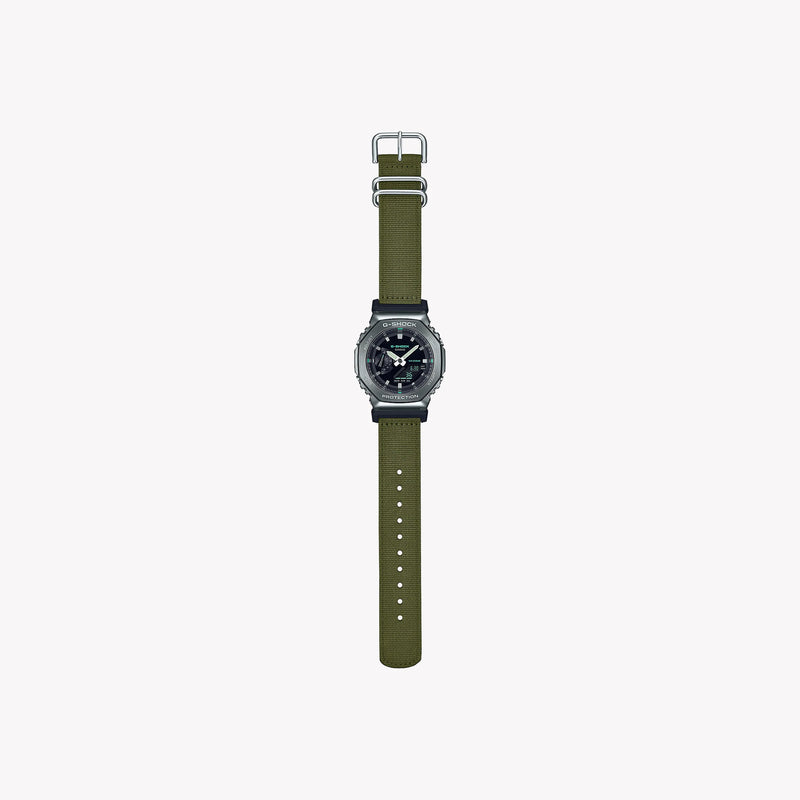 Casio Men's Green Cloth Watch, Black Dial | Gm-2100cb-3aer by i-watch