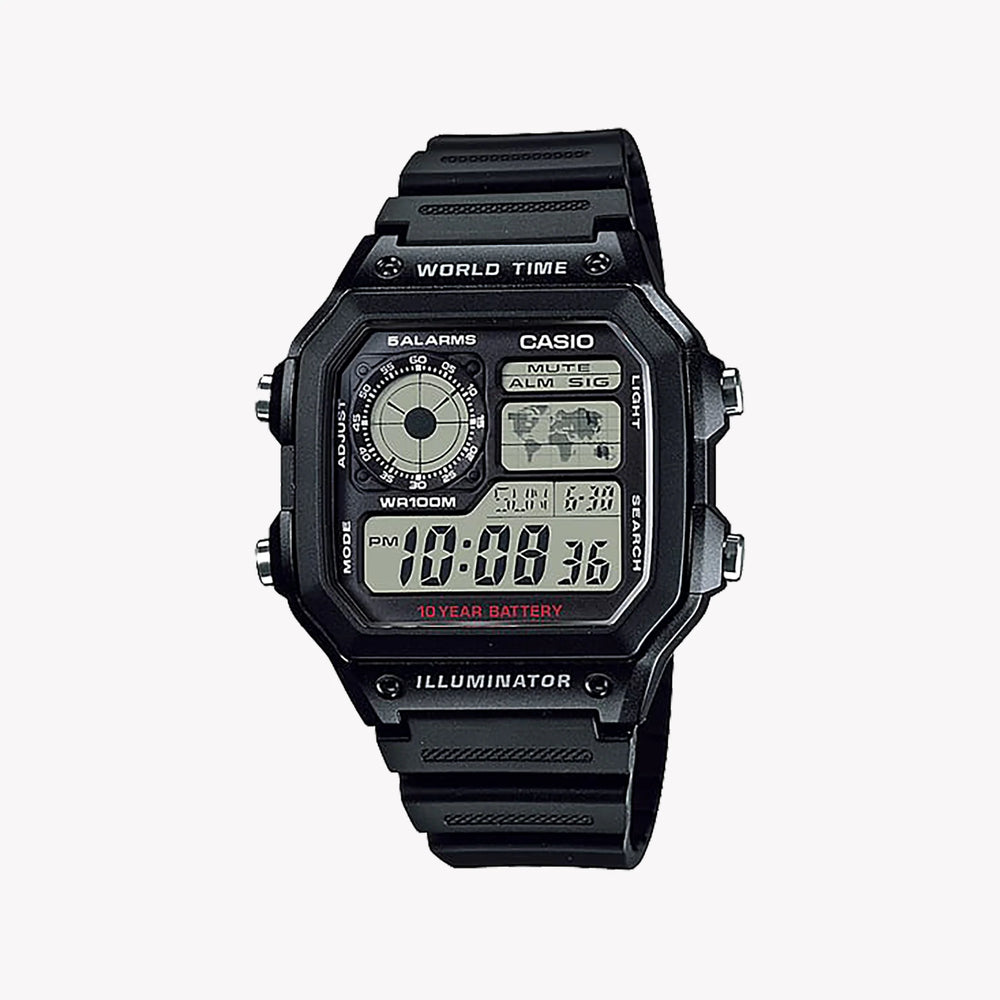 Casio Men's Black Resin Watch, Digital Display | Ae-1200wh-1avef by i-watch