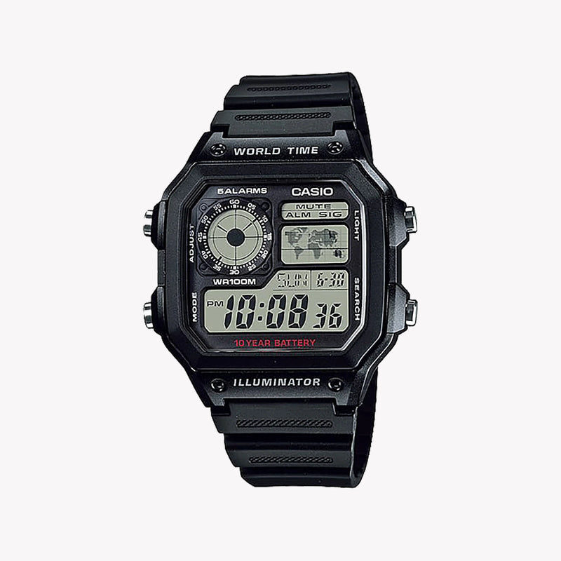 Casio Men's Black Resin Watch, Digital Display | Ae-1200wh-1avef by i-watch