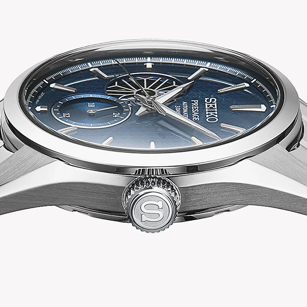 Seiko Presage Men's Silver Watch, Blue Dial | Spb417j1 by i-watch