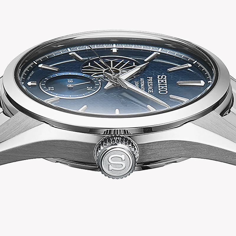 Seiko Presage Men's Silver Watch, Blue Dial | Spb417j1 by i-watch