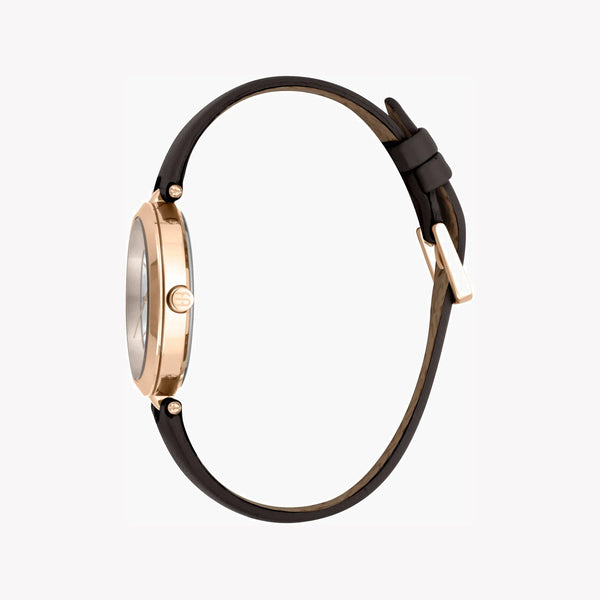 Esprit Women's Black Leather Watch, Silver Dial | Es1l198m0025 by i-watch