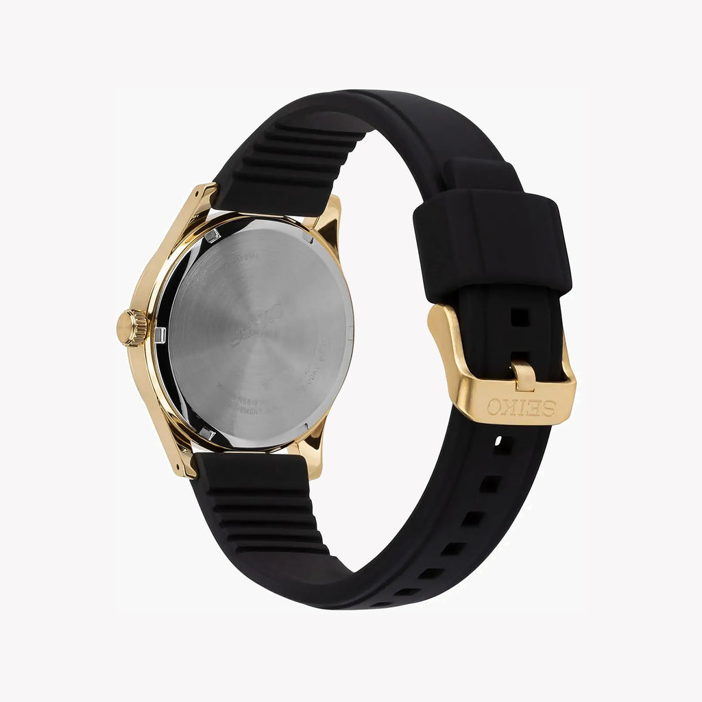 SEIKO SUR560P1 Men's Watch - Gold-Tone, Black Dial, Leather Band-i-Watch-3