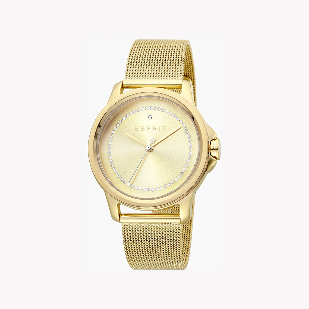 ESPRIT Women's Watch with Gold Stainless Steel Case and Gold Stainless Steel Band