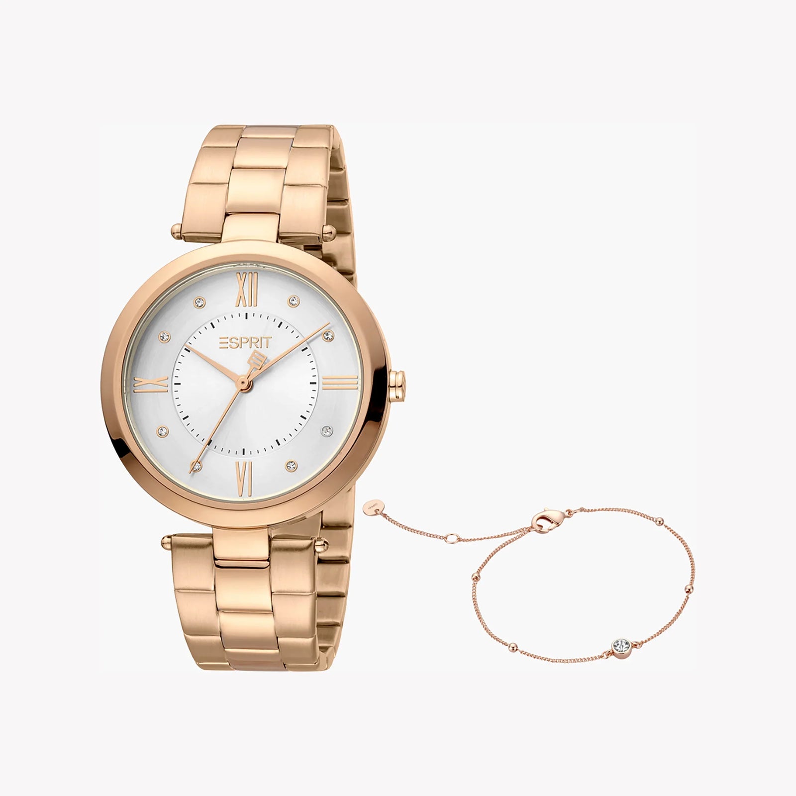 Esprit Women's Rose Gold Stainless Steel Watch, Silver Dial | Es1l123m0055 by i-watch