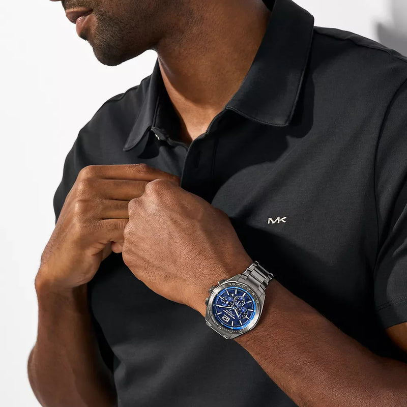 Michael Kors Men's Silver Watch, Blue Dial | Mk9178 by i-watch