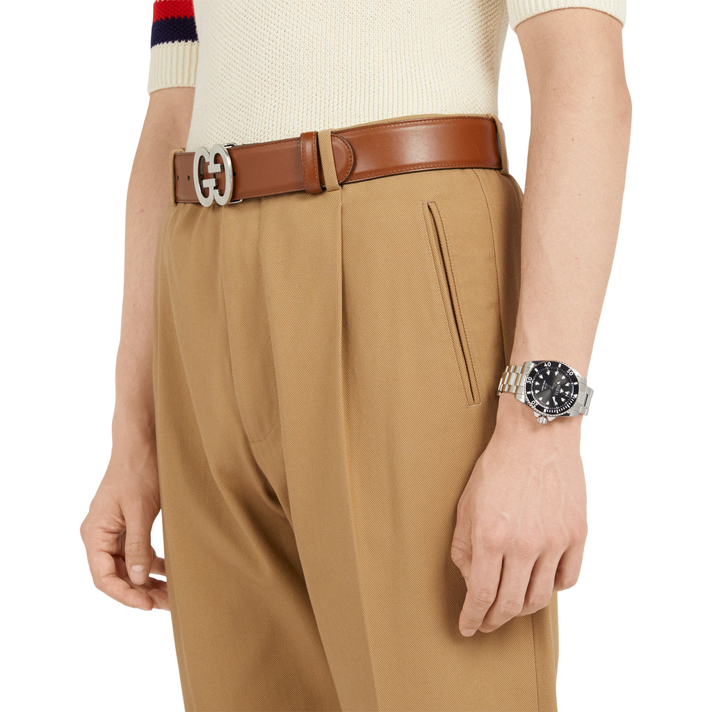 GUCCI YA136353 - ELEGANT SILVER TIMEPIECE WITH BOLD BLACK DIAL - MEN'S WATCH-i-Watch-4