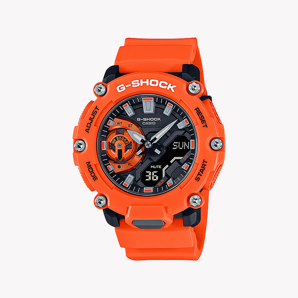 G-Shock Men's Orange Resin Watch, Black Dial | Ga-2200m-4adr by i-watch