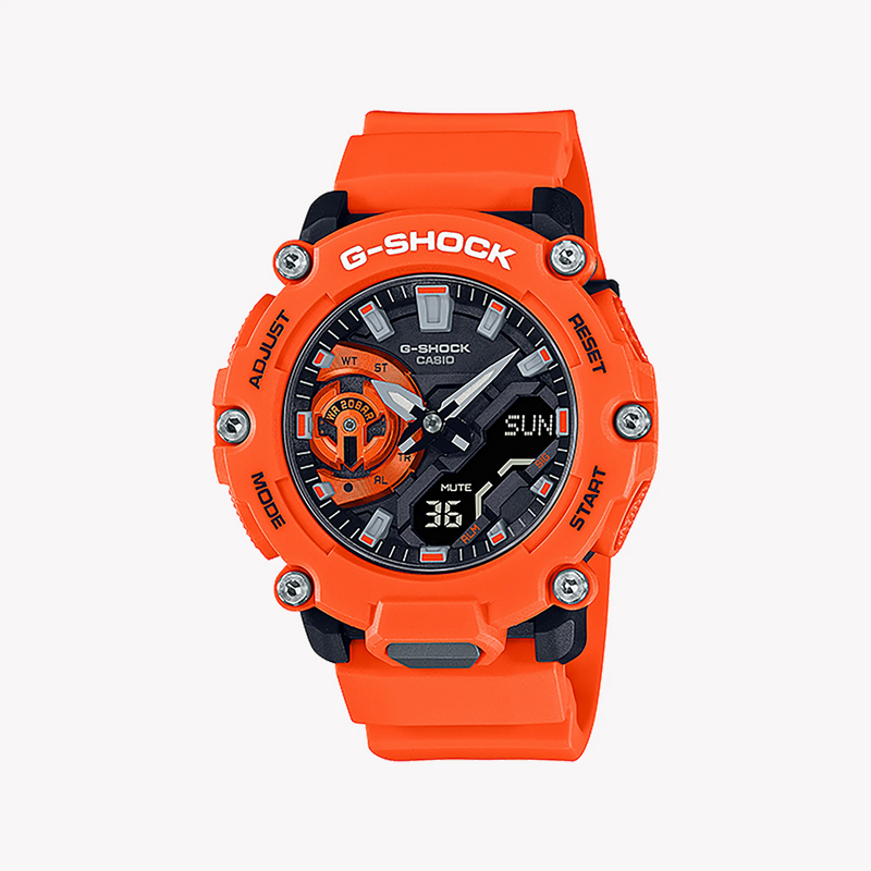 G-Shock Men's Orange Resin Watch, Black Dial | Ga-2200m-4adr by i-watch