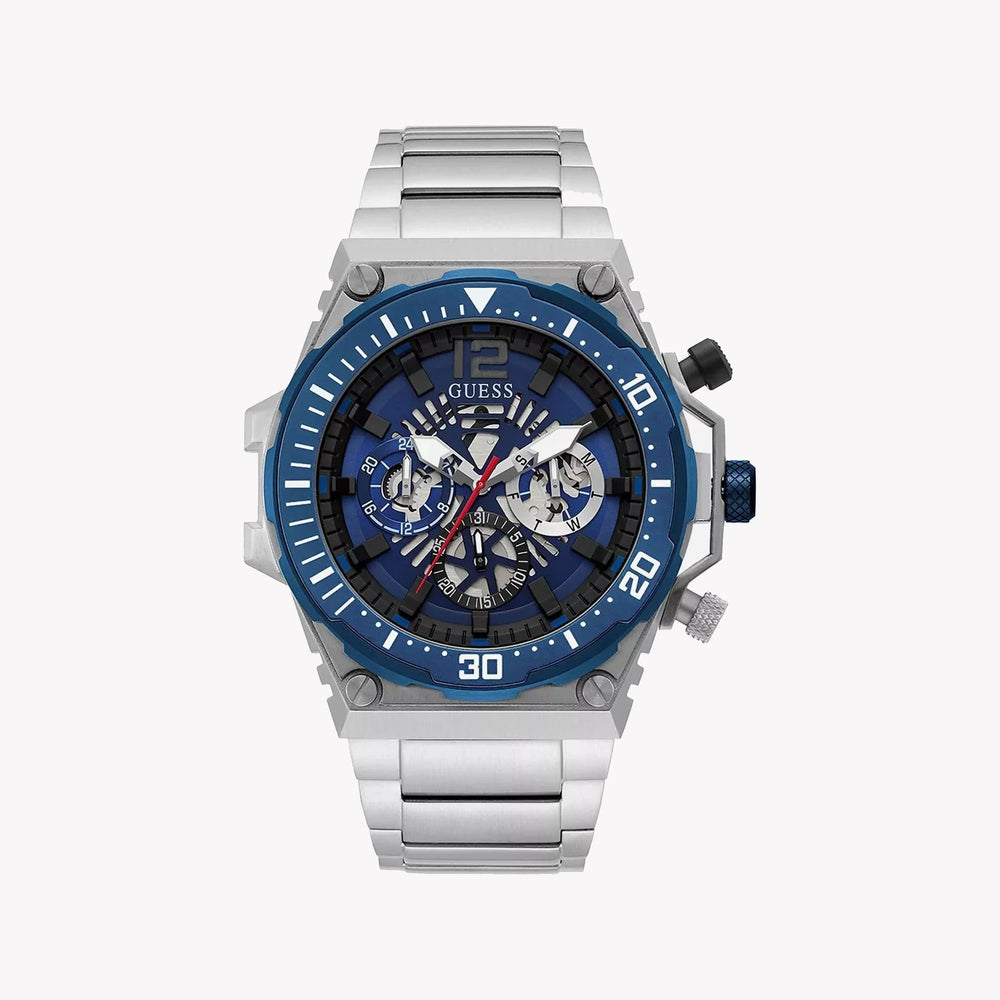 Guess Men's Blue Stainless Steel Watch, Silver Band | Gw0324g1 by i-watch