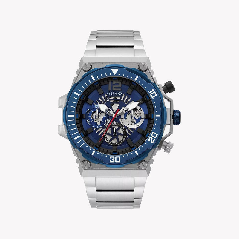 Guess Men's Blue Stainless Steel Watch, Silver Band | Gw0324g1 by i-watch