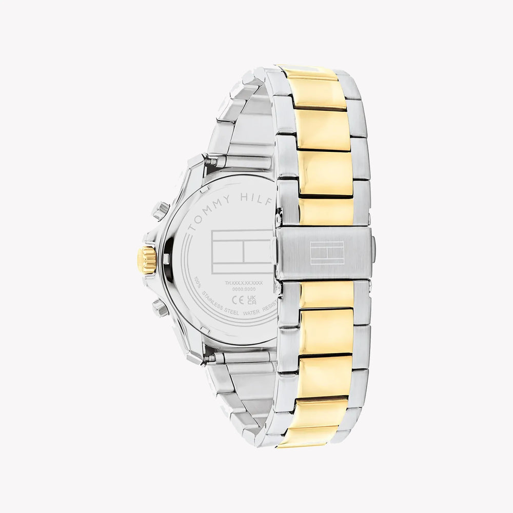 Tommy Hilfiger Men's Black Stainless Steel Watch, Silver & Gold Band | 1692184 by i-watch
