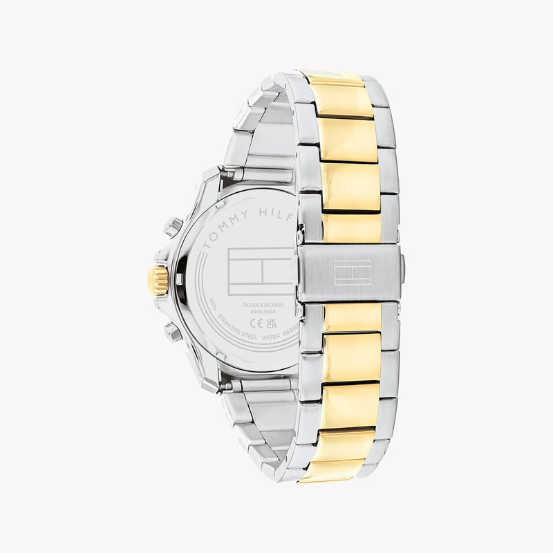 Tommy Hilfiger Men's Black Stainless Steel Watch, Silver & Gold Band | 1692184 by i-watch