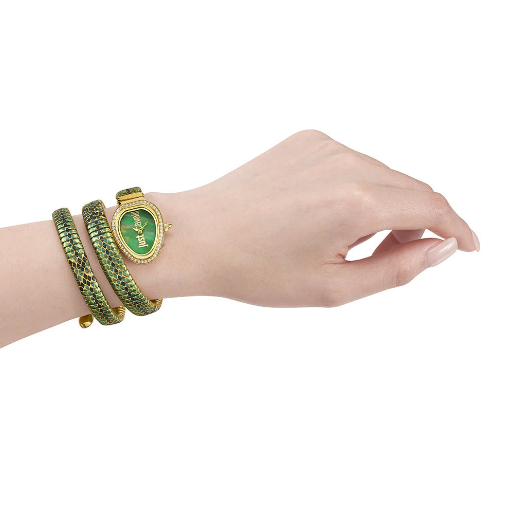 JUST CAVALLI Women's Watch with Gold Stainless Steel Case and Green & Gold & Black Stainless Steel Band-i-Watch-3