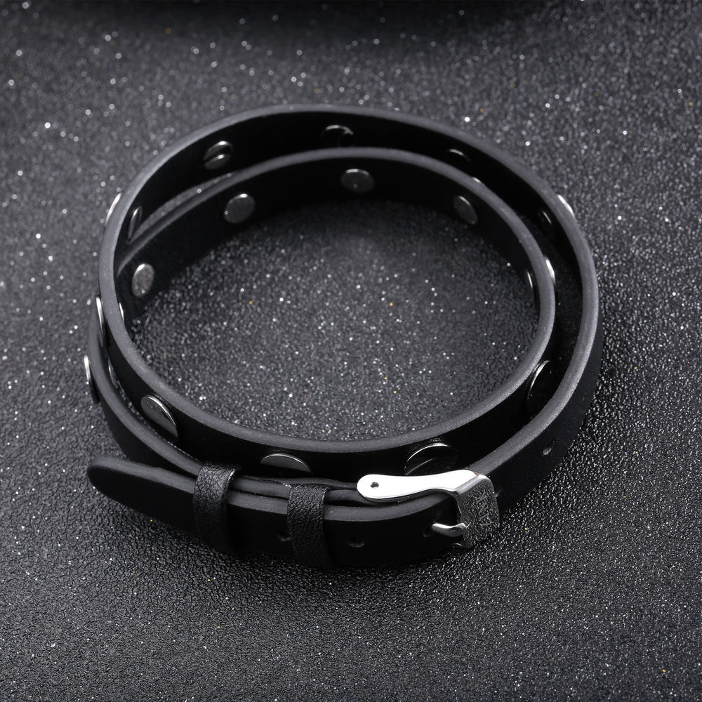 Zink Men's Black & Silver Leather & Stainless Steel Bracelet | Zjbc031lbp-A by i-watch