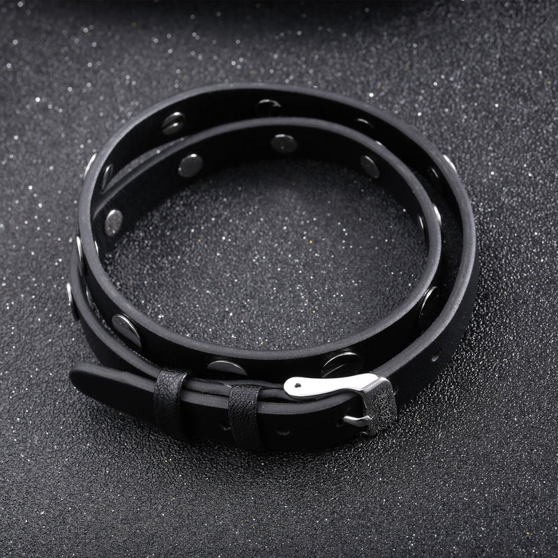 Zink Men's Black & Silver Leather & Stainless Steel Bracelet | Zjbc031lbp-A by i-watch