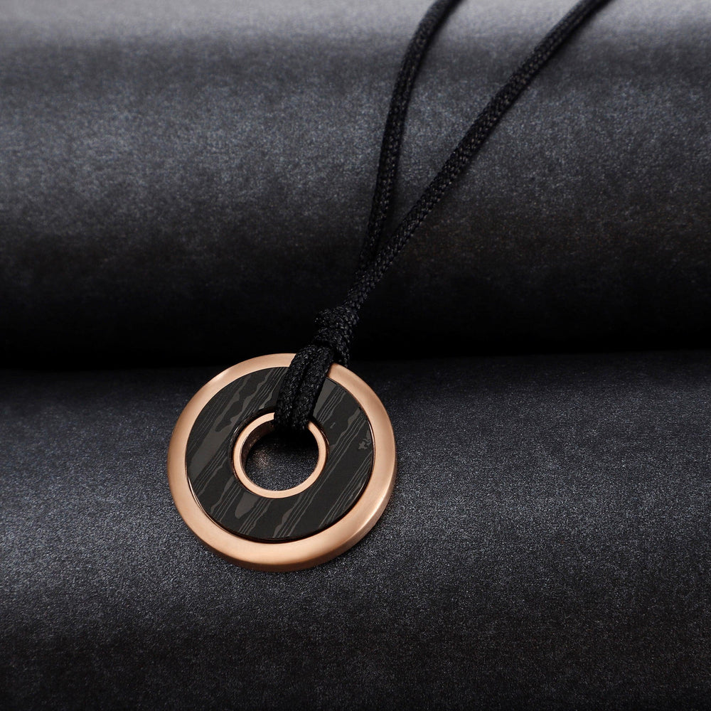 Zink Men's Black Stainless Steel & Carbon Fiber Necklace | Zjpd027-Rg