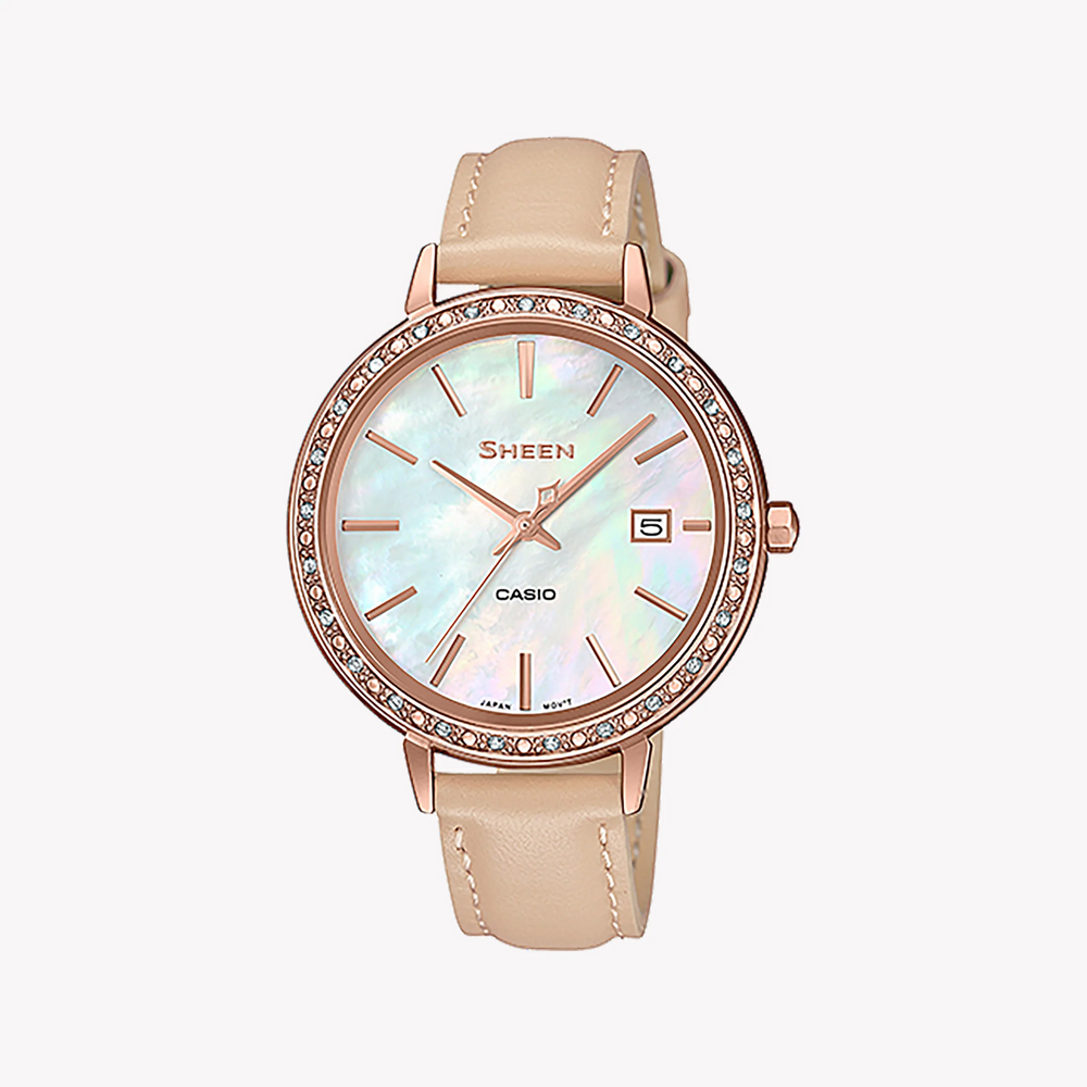 Casio She-4052pgl-7budf Elegant Sporty Chic - Versatile Women's Timepiece With Rose Gold & Leather by i-watch