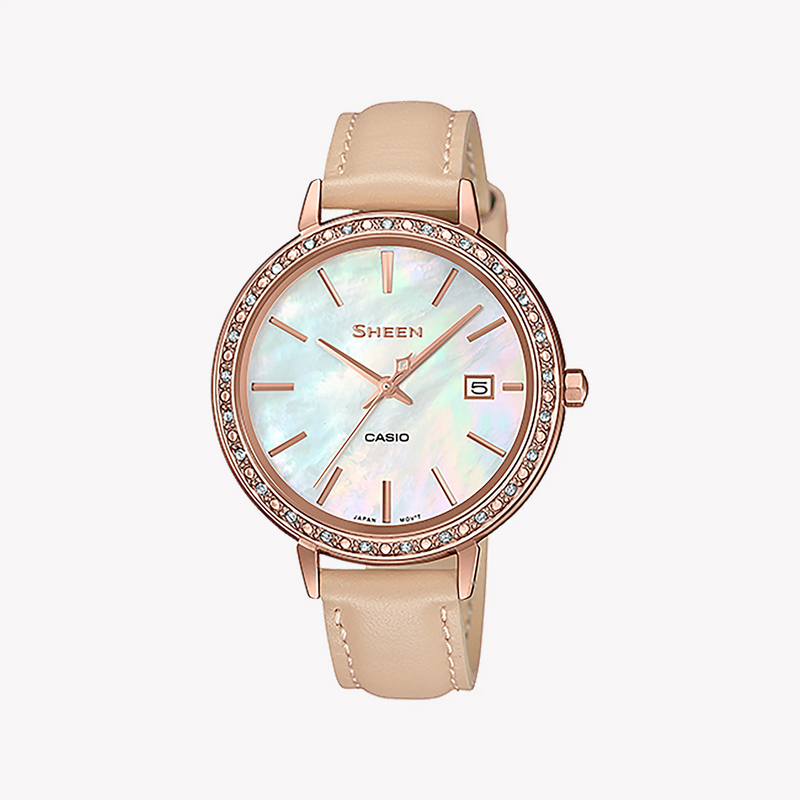 Casio She-4052pgl-7budf Elegant Sporty Chic - Versatile Women's Timepiece With Rose Gold & Leather by i-watch