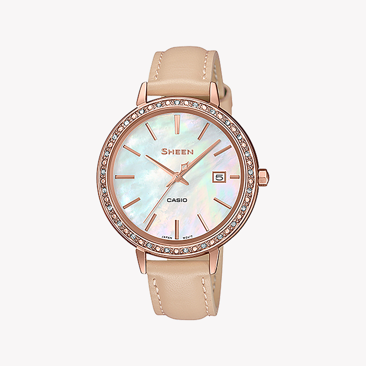 CASIO SHE-4052PGL-7BUDF ELEGANT SPORTY CHIC - Versatile Women's Timepiece with Rose Gold & Leather