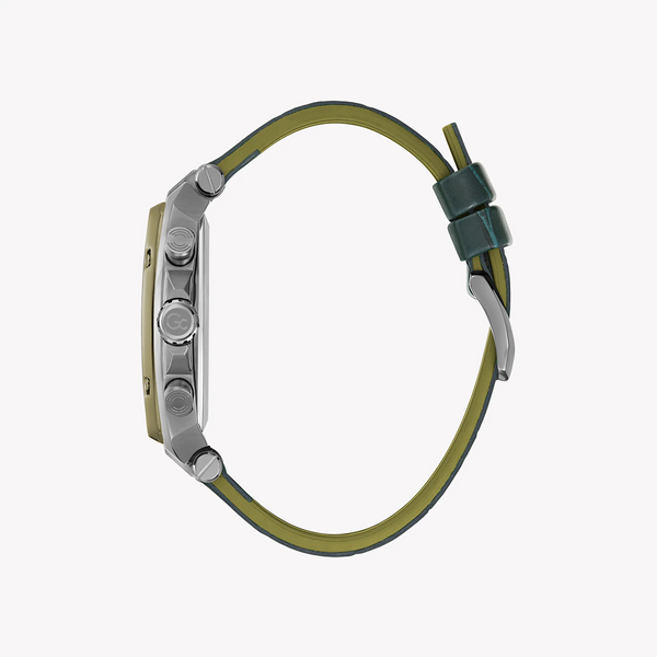 Guess Men's Silver & Green Silicone Watch, Green Dial | Y83011g9mf by i-watch