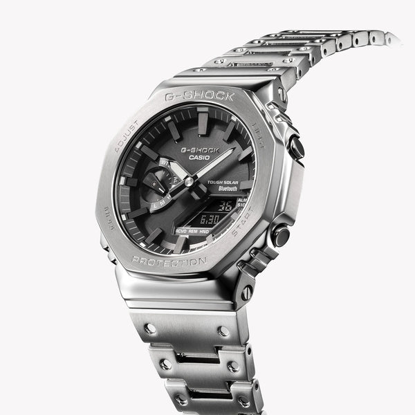 Casio Men's Silver Stainless Steel Watch, Black Dial | Gm-B2100d-1aer by i-watch