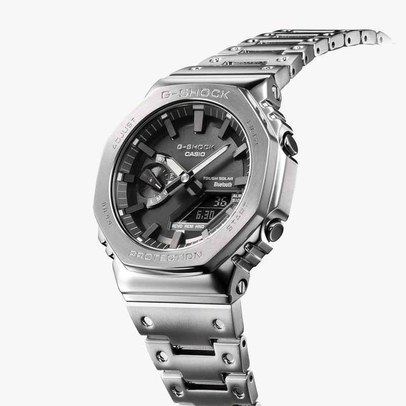 Casio Men's Silver Stainless Steel Watch, Black Dial | Gm-B2100d-1aer by i-watch