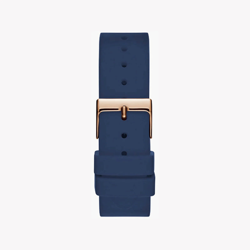 Guess Women's Rose Gold & Blue Silicone Watch, White Dial | W0911l6 by i-watch