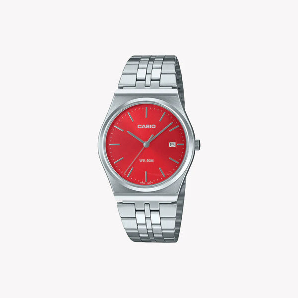 Casio Men's Stainless Steel, Red Dial | Mtp-B145d-4a2v by i-watch