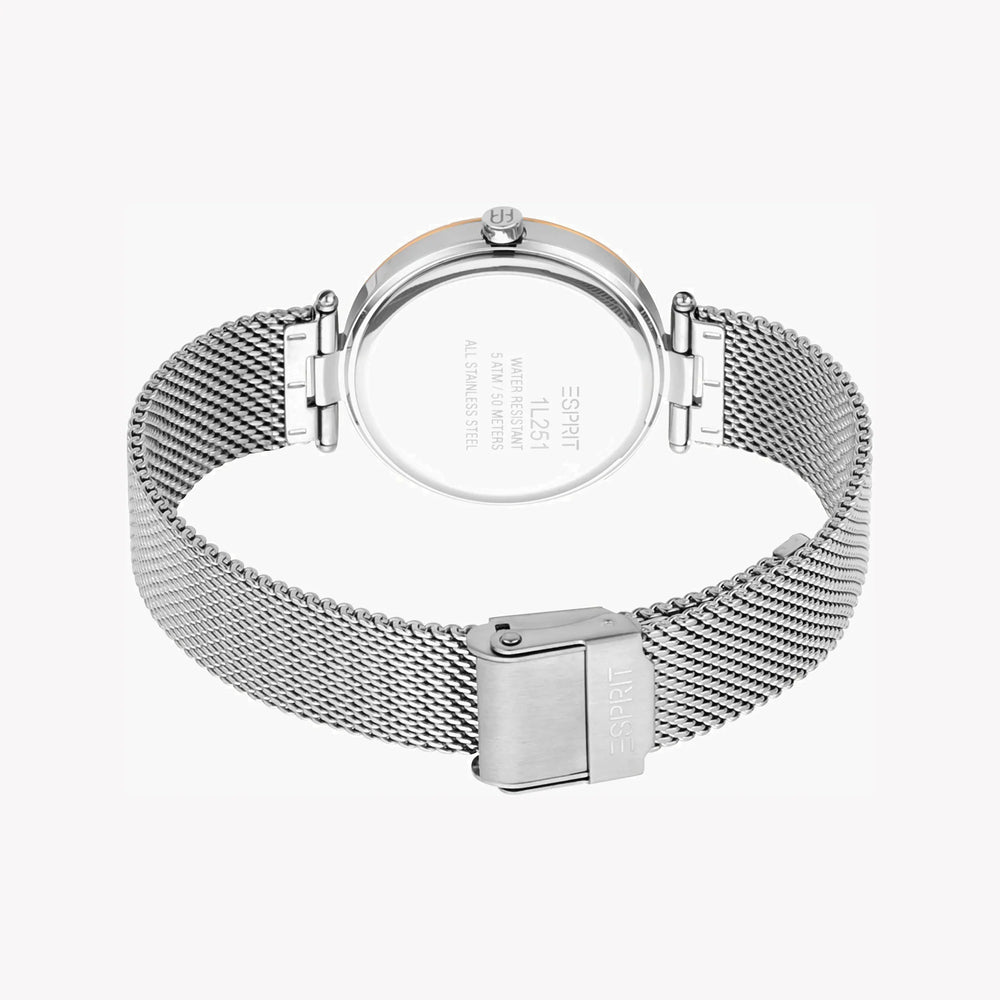 Esprit Women's Watch With Rose Gold Stainless Steel Case And Silver Stainless Steel Band by i-watch