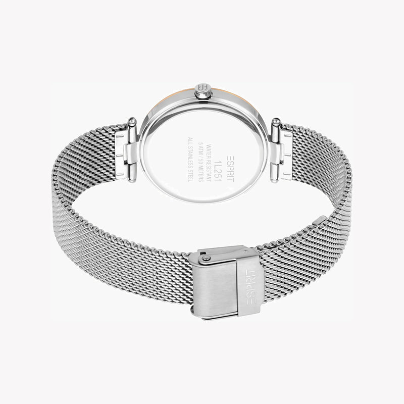 Esprit Women's Watch With Rose Gold Stainless Steel Case And Silver Stainless Steel Band by i-watch