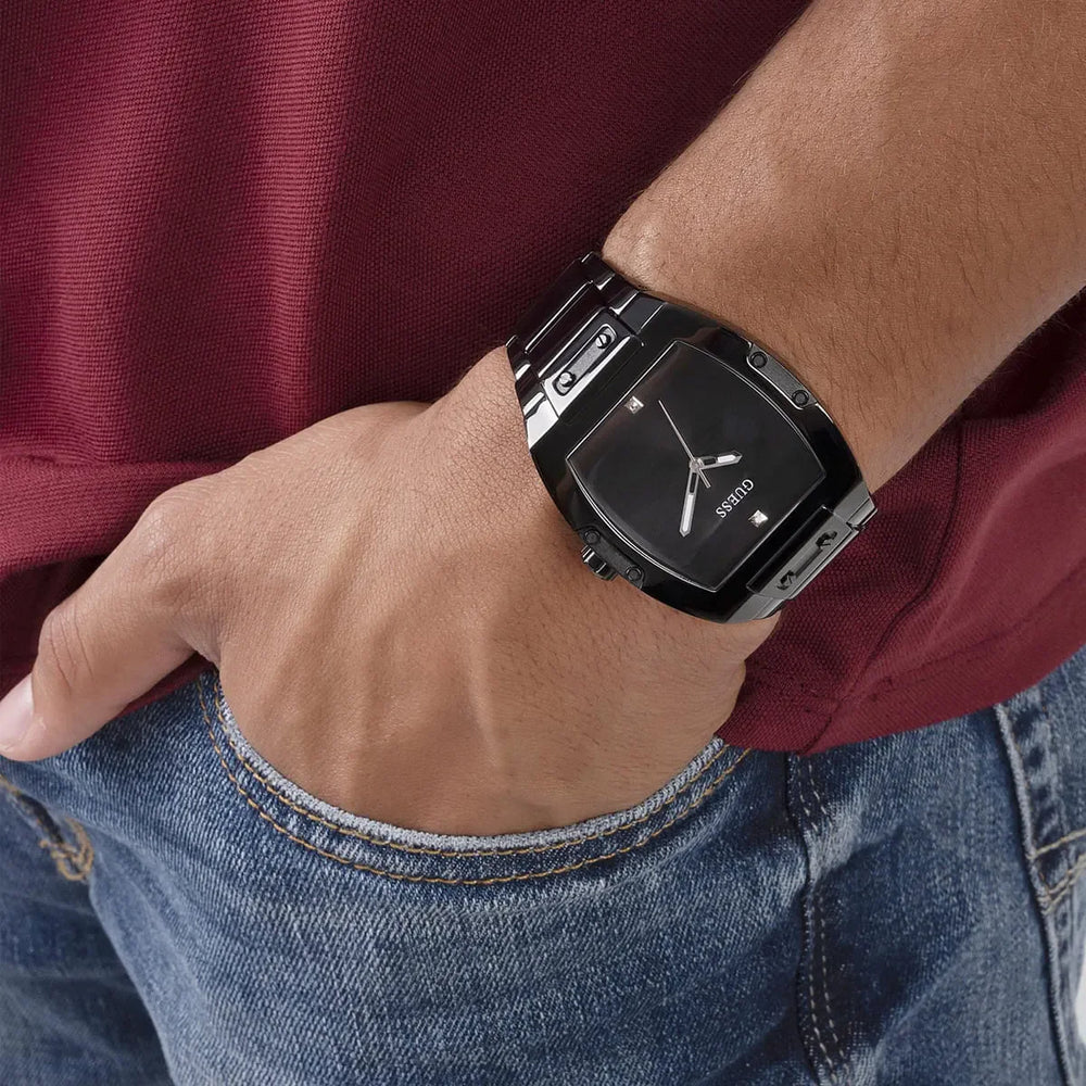 Guess Men's Black Stainless Steel Watch, Black Dial | Gw0387g3 by i-watch