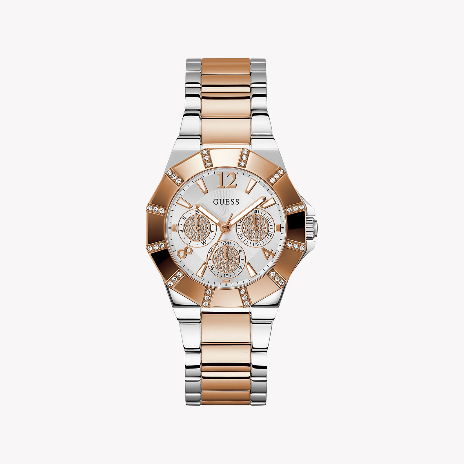 Guess Women's Rose Gold & Silver Watch, Silver Dial | Gw0616l3 by i-watch