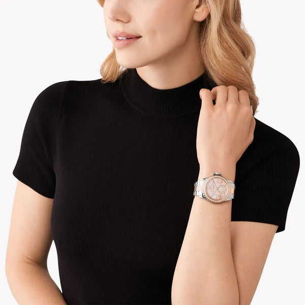 Michael Kors Women's Silver-Rose Gold Watch, Rose Gold Dial | Mk7402 by i-watch