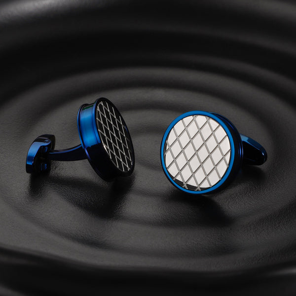 Zink Men's Stainless Steel Blue & Silver Cufflink | Zjcl004bl